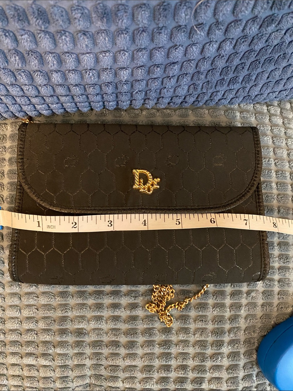 Dior Black Quilted Envelope Crossbody with Gold 'CD' Logo and Chain - Picture 10 of 11